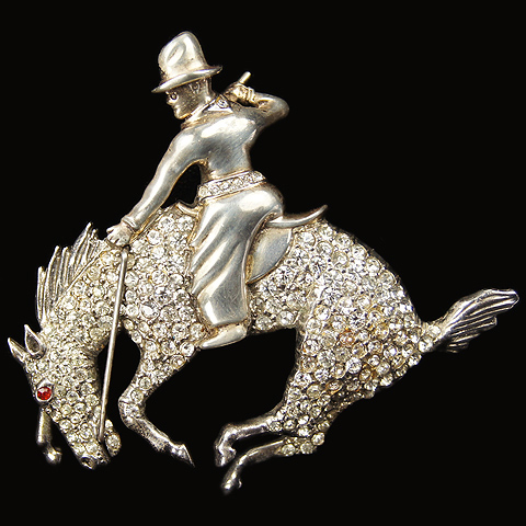 Pennino Sterling Cowboy Riding a Bucking Bronco Horse Pin