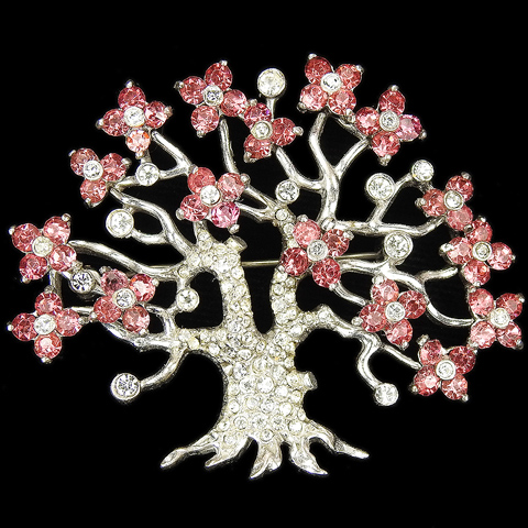 Pennino Sterling 'Jewels of Fantasy' Pave and Pink Topaz Branching Oak Tree Pin