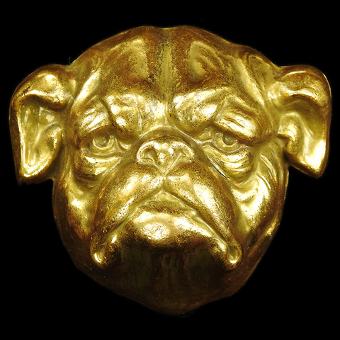Joseff of Hollywood Large Golden Bulldog's Head Pin