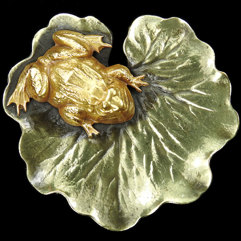 Joseff of Hollywood Gold Frog on a Lilypad Pin