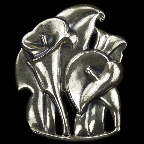 McClelland Barclay Sterling Silver Calla Lily Flowers and Leaves Spray Pin