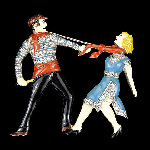 DuJay Pave and Enamel French Man and Woman Performing the Apache Dance Pin