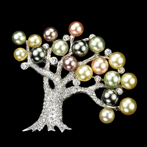 Pennino Pave and Multicolour Pearls Apple Tree Pin