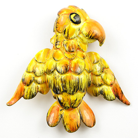 Hattie Carnegie Enamelled Parrot Pin