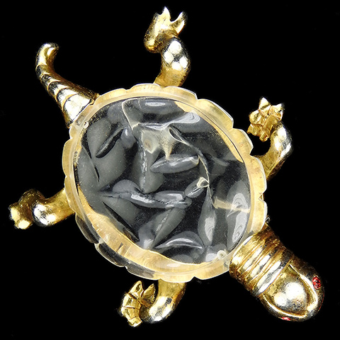 Gold and Lucite Jelly Belly Turtle Pin