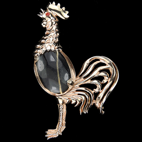 Sterling Jelly Belly Crowing Rooster Bird Pin