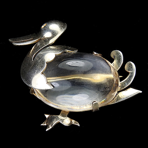 Jelly Belly Sterling Paddling Duck Bird Pin