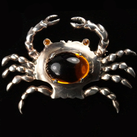 Sterling Citrine Jelly Belly Crab Pin