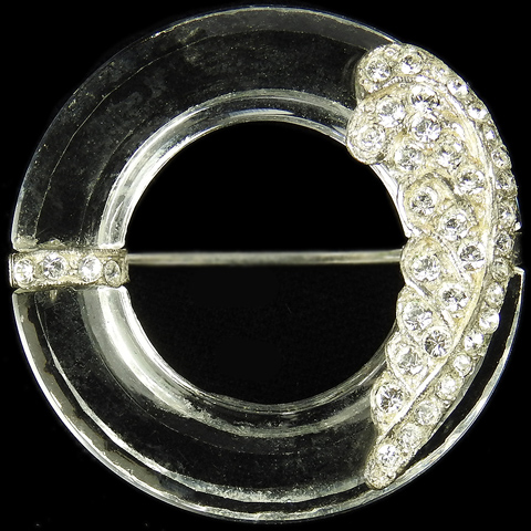 Deco Pave Wing and Lucite Circle Pin