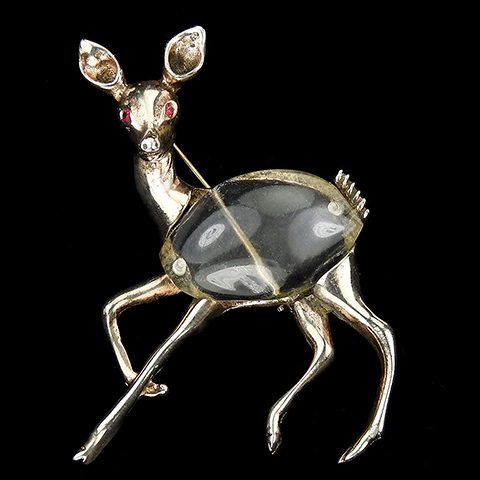 Sterling Gold and Ruby Jelly Belly Deer Pin