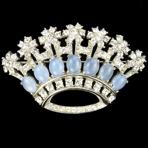 Jomaz (unsigned) Pave and Blue Moonstones Crown Pin