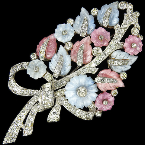 Mazer Pave Pastel Fruit Salads Floral Spray with Baguette Bow Pin