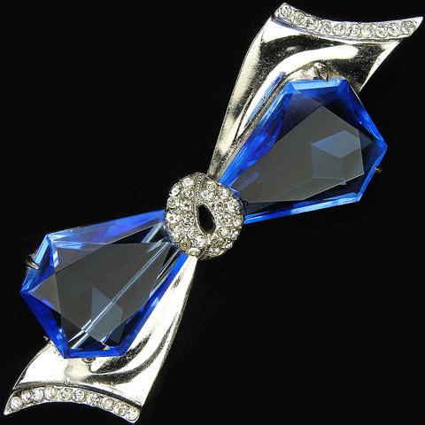 Mazer (unsigned) Sterling Sapphire Bow Pin