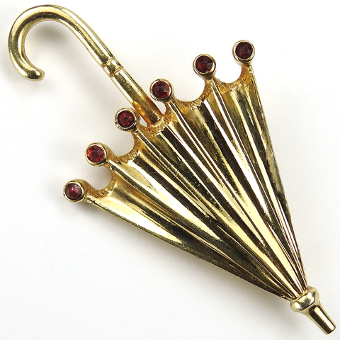 Mazer Gold and Ruby Spangles Umbrella Pin