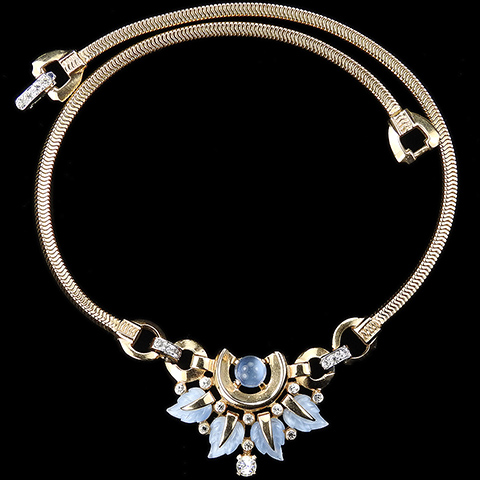 Mazer 'Printemps' Gold and Blue Moonstone Fruit Salad Leaves Choker Necklace