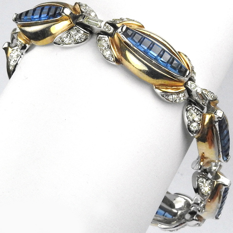 Reja Gold and Invisibly Set Sapphires Seven Link Bracelet