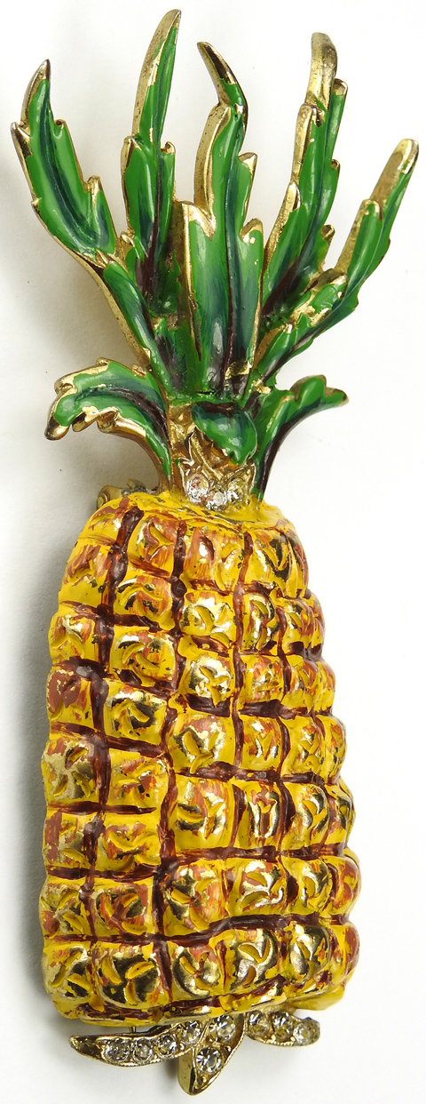 Reja Pave and Enamel Pineapple Pin Clip