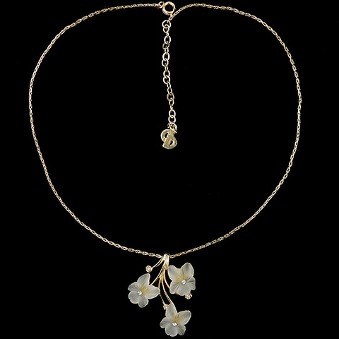 Christian Dior by Henkel and Grosse Gold and Frosted Poured Glass Fruit Salad Flowers Pendant Necklace