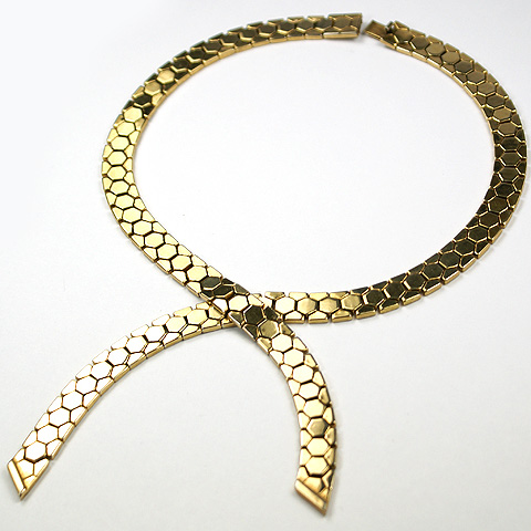Trifari 'Alfred Philippe' Golden Honeycomb Tesselated Cravat Necklace