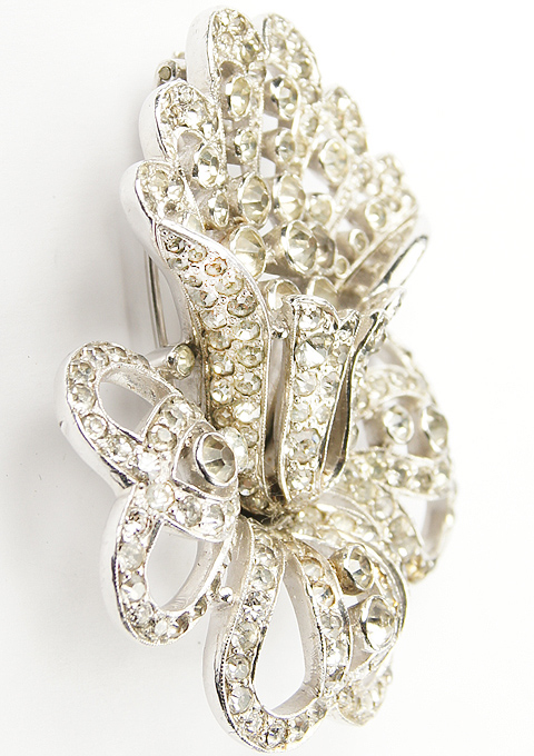 Trifari 'Alfred Philippe' Large Pave Lotus Flower Pin Clip