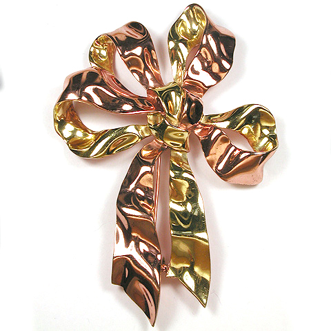 Trifari 'Alfred Philippe' Yellow and Rose Gold Giant Rosette Bow Pin Clip