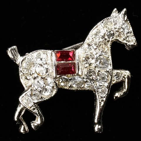 Trifari 'Alfred Philippe' Miniature Trotting Horse with Invisibly Set Ruby Saddle Pin