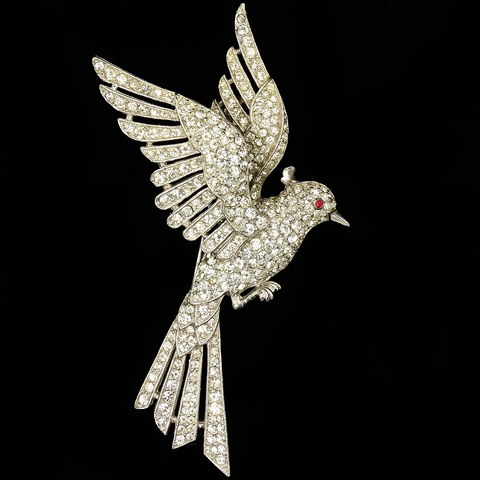 Trifari 'Alfred Philippe' Pave Parakeet Bird Pin Clip