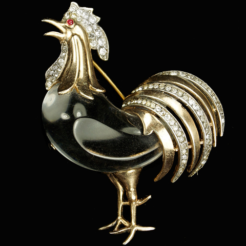 Trifari Sterling 'Alfred Philippe' 'Chanticleer' Jelly Belly Rooster Pin