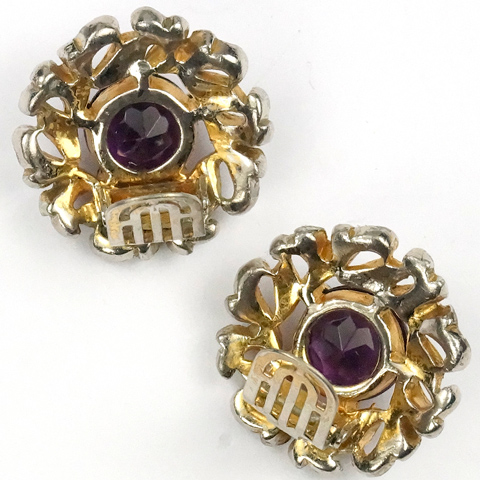 Trifari 'Alfred Philippe' Gold Amethyst and Black Enamel Pave Scrolls ...