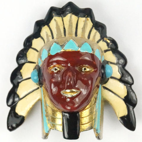 Trifari 'Alfred Philippe' North American Indian Chieftain's Head Pin Clip