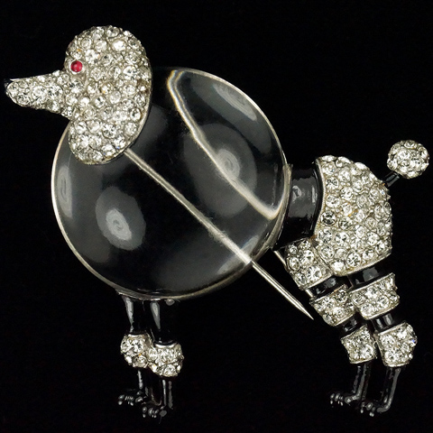 Trifari 'Alfred Philippe' Pave and Enamel Jelly Belly Poodle Dog Pin Clip