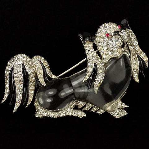 Trifari 'Alfred Philippe' 'Jewels of Fantasy' Jelly Belly Pekingese Dog Pin