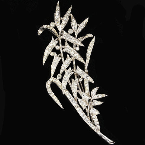 Trifari 'Alfred Philippe' Pave Leaves Large Floral Spray Pin
