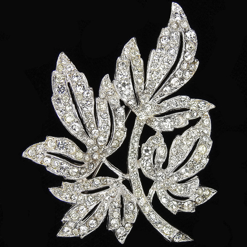 Trifari 'Alfred Philippe' Four Pave Leaves Pin