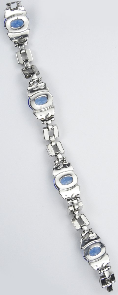 KTF Trifari 'Alfred Philippe' Star Sapphire and Baguettes Link Bracelet