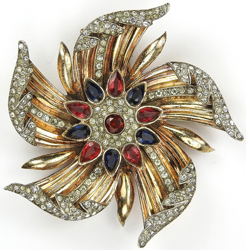 Trifari Sterling 'Alfred Philippe' Gold Pave Sapphire and Rubies ...