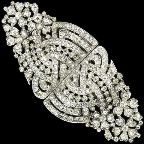 KTF Trifari 'Alfred Philippe' Deco Pave Floral Swirls Clipmate Pin or ...
