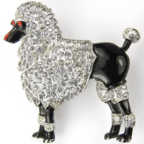 Trifari 'Alfred Philippe' Pave and Black Enamel Poodle Dog Pin