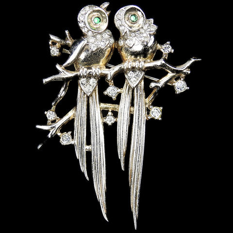 Trifari Sterling 'Alfred Philippe' Two Lovebirds on a Branch Bird Pin