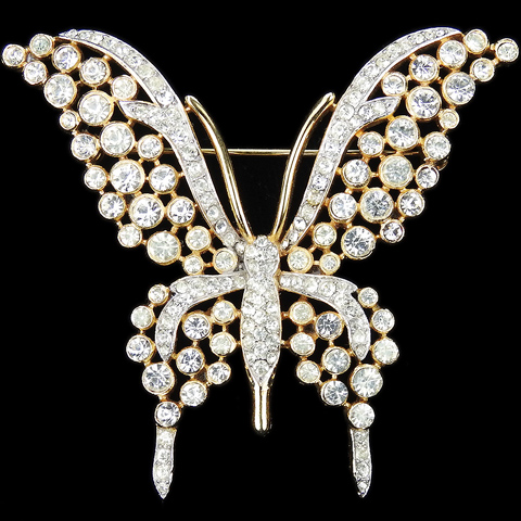 Trifari 'Alfred Philippe' Gold and Pave Butterfly Pin