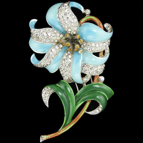 Trifari 'Alfred Philippe' Pave and Enamel Tiger Lily Pin Clip