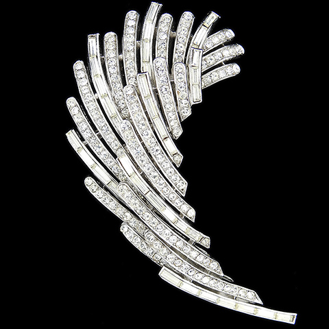 Trifari 'Alfred Philippe' Pave and Baguettes 'Lightning' Leaf Spray Pin