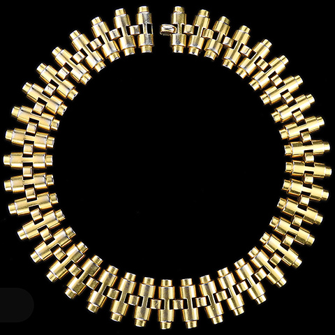 KTF Trifari 'Alfred Philippe' Deco Machine Age Gold Cylinders Choker Necklace