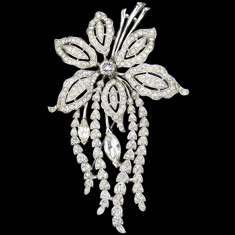 Trifari 'Alfred Spaney' Pave and Marquise Cut Stones Openwork Giant Saffron Flower Pin
