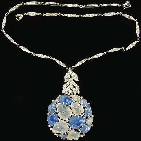 Trifari 'Alfred Philippe' Blue and White Moonstone Fruit Salads Cluster Pendant Necklace