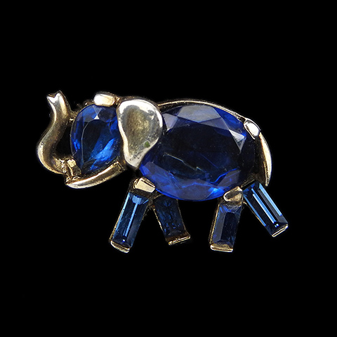 Trifari 'Alfred Philippe' Gold and Sapphire Miniature Elephant Scatter Pin