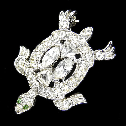 Trifari 'Alfred Philippe' Miniature Pave and Navettes Turtle Pin