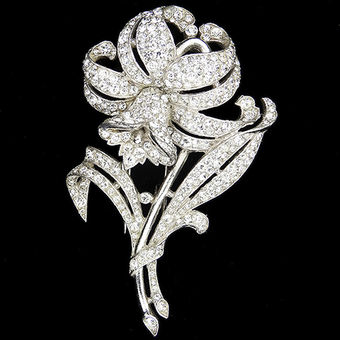 Trifari 'Alfred Philippe' Pave Diamante Daffodil Flower Pin Clip