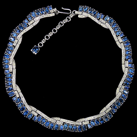 Trifari 'Alfred Philippe' Pave and Sapphire Waves Choker Necklace