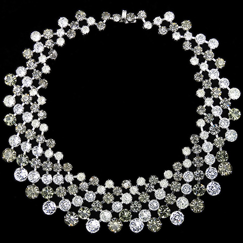 Trifari 'Alfred Philippe' 'Regency' Diamond and Black Diamond Stripes Choker Necklace